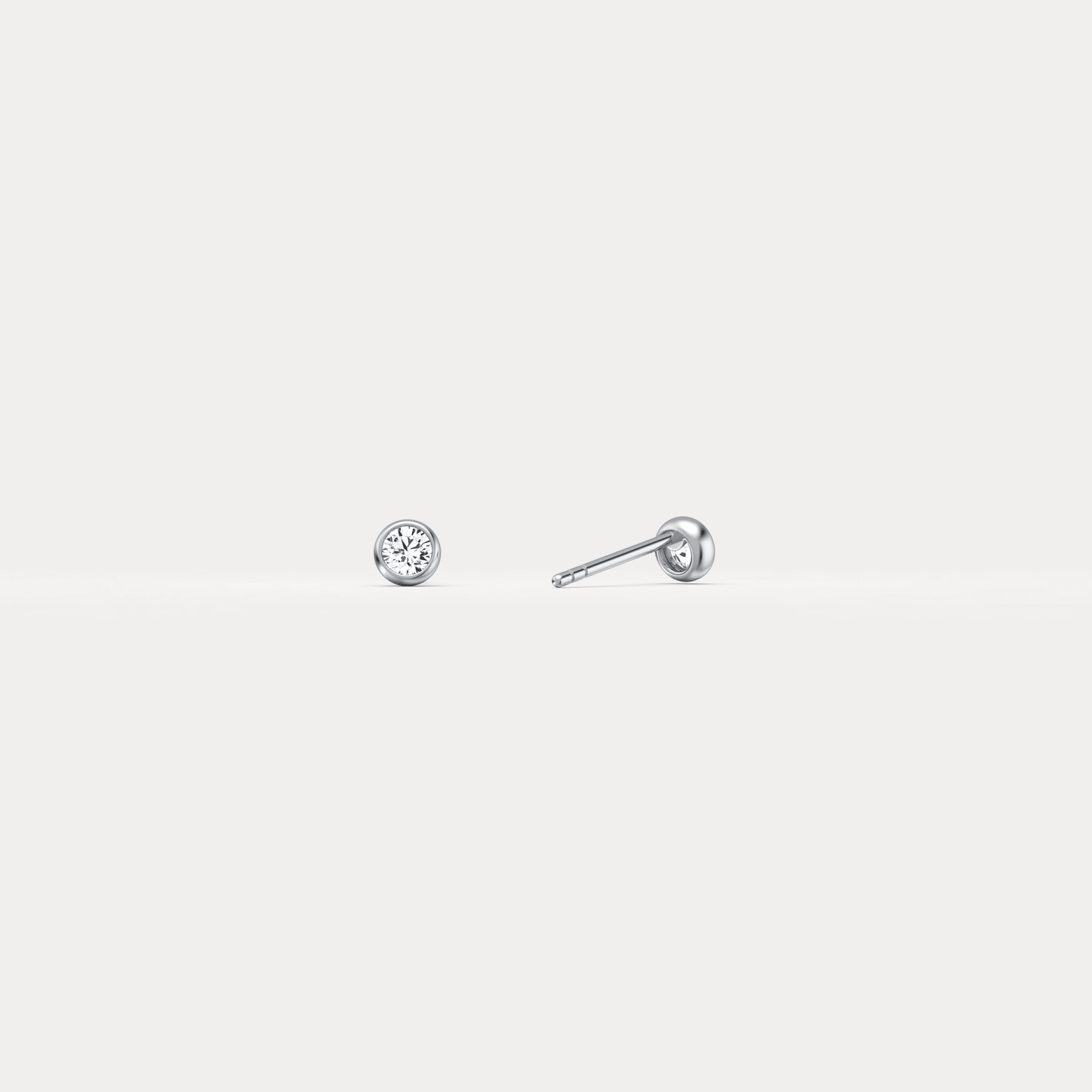 Minimalist Lab Diamond Bezel Stud Earrings in 14K Gold/Platinum - Earrings