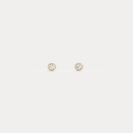Minimalist Lab Diamond Bezel Stud Earrings in 14K Gold/Platinum - Earrings