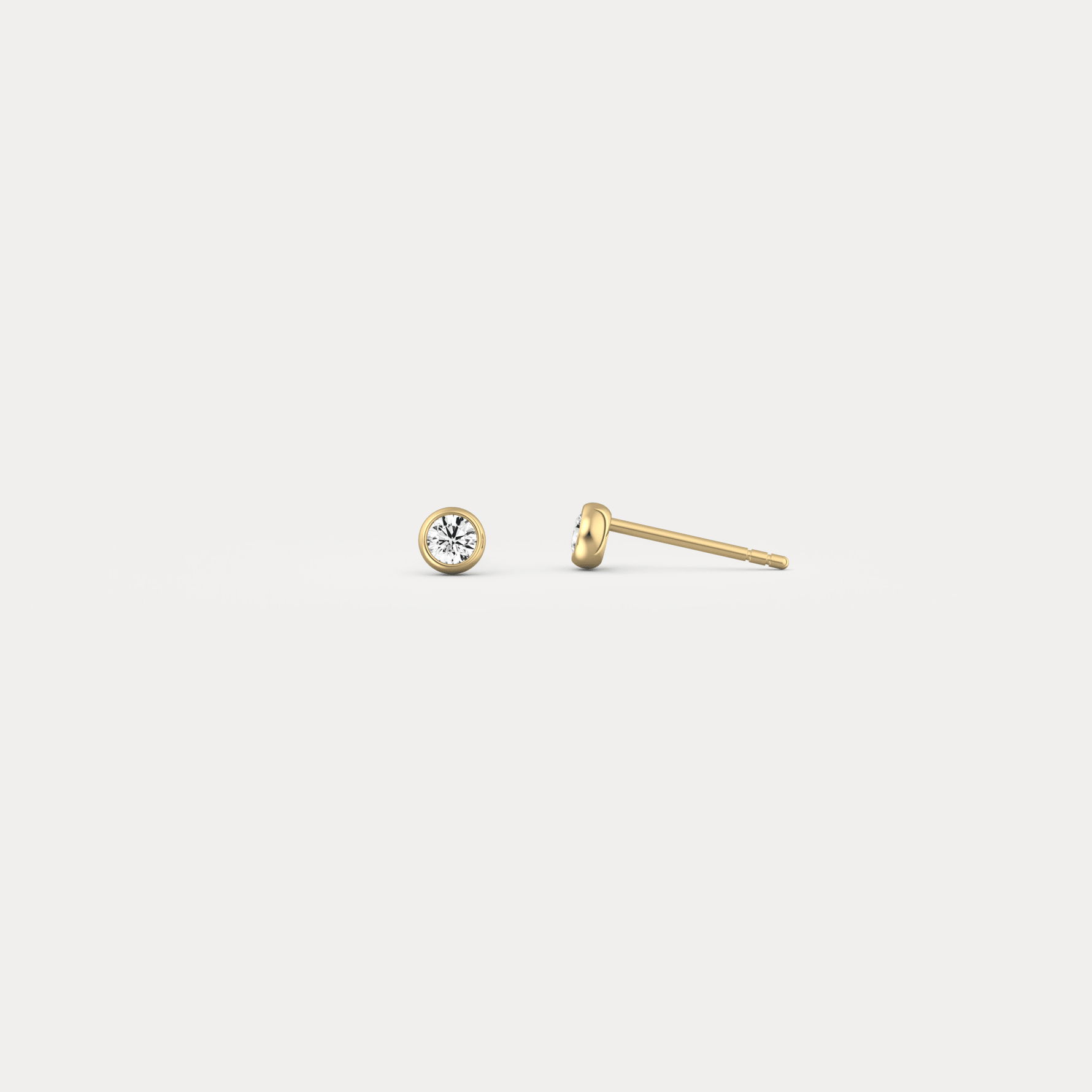 Minimalist Lab Diamond Bezel Stud Earrings in 14K Gold/Platinum - Earrings
