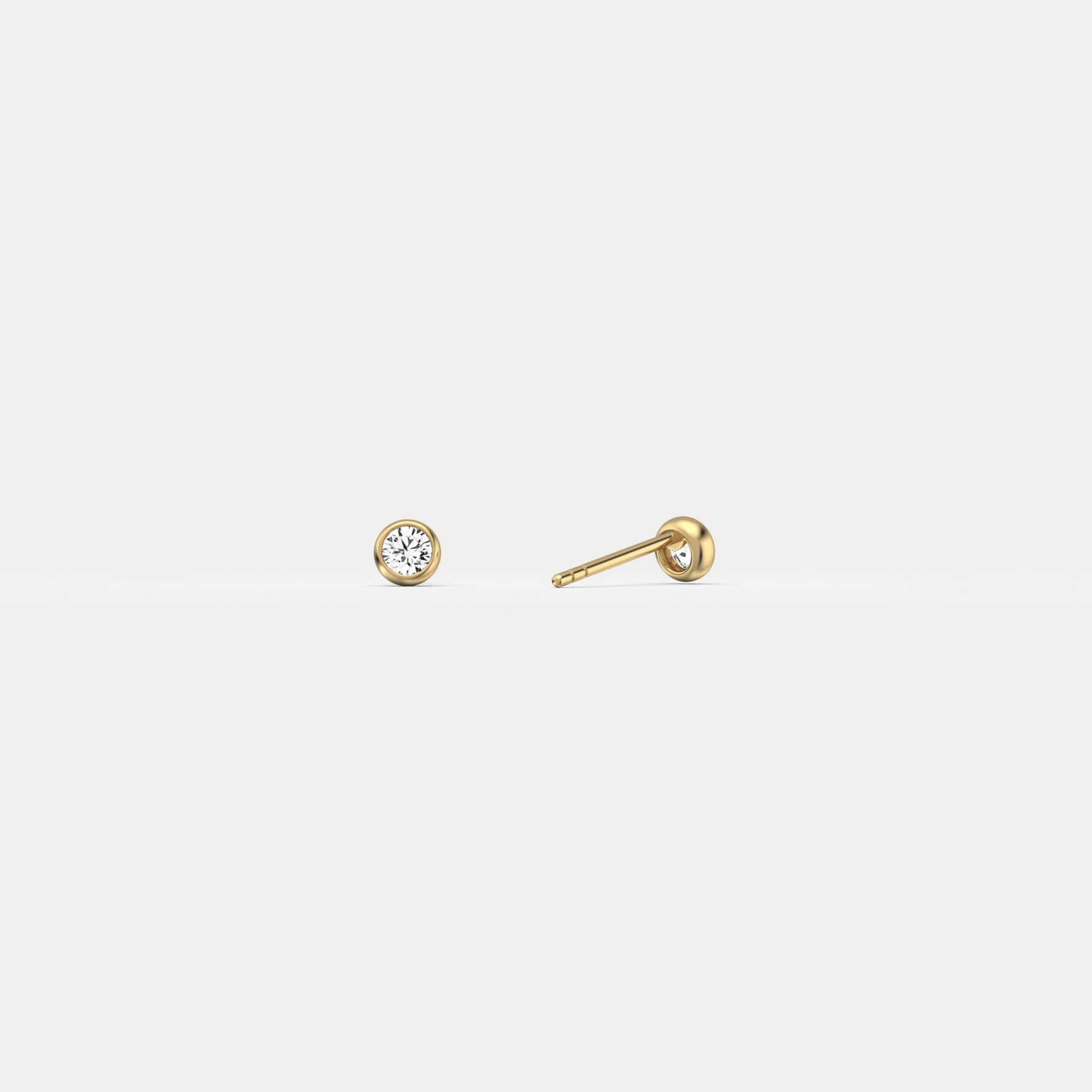 Minimalist Lab Diamond Bezel Stud Earrings in 14K Gold/Platinum - Earrings
