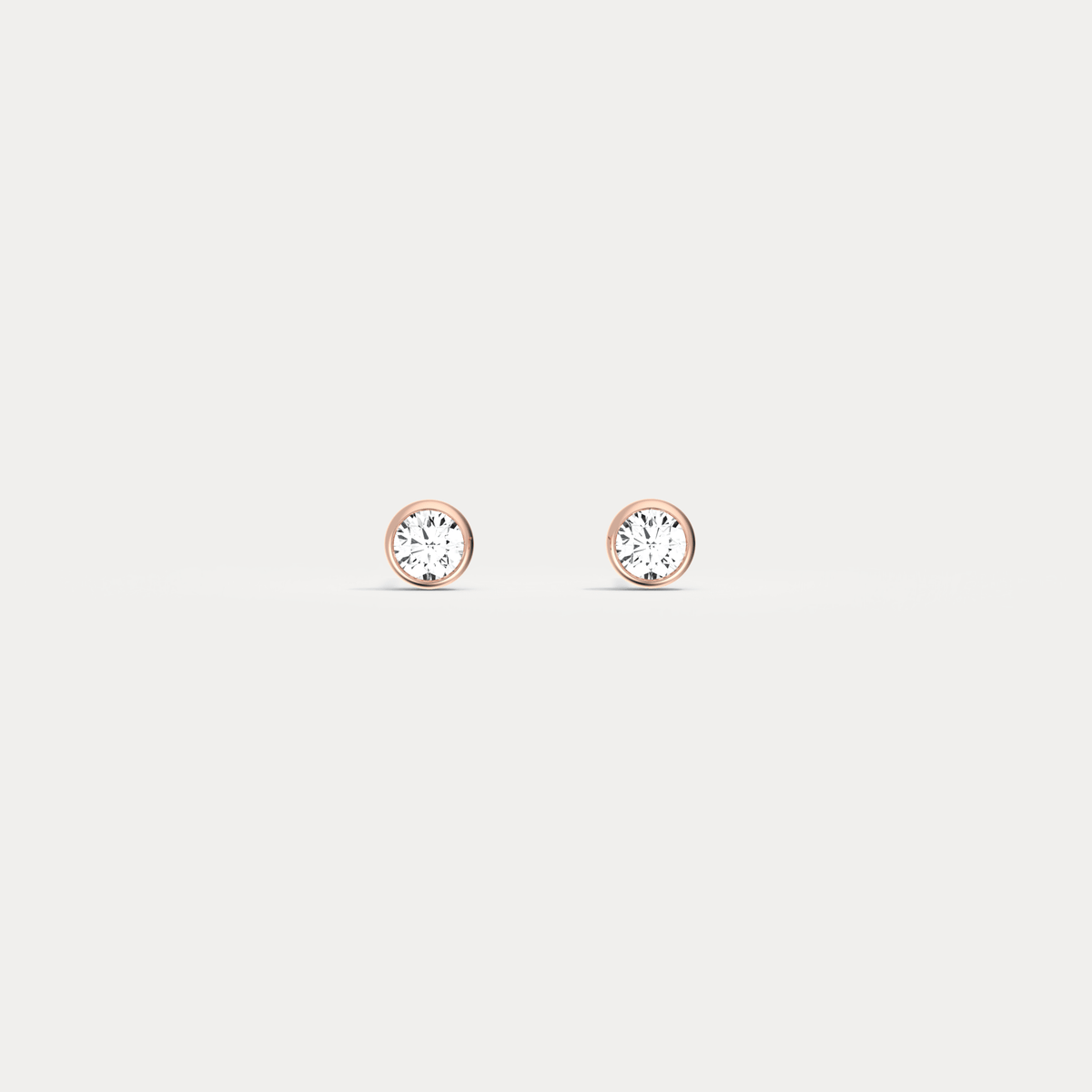 Round Brilliant Lab-Grown Diamond Bezel Studs in 14K Solid Gold / Platinum - Earrings