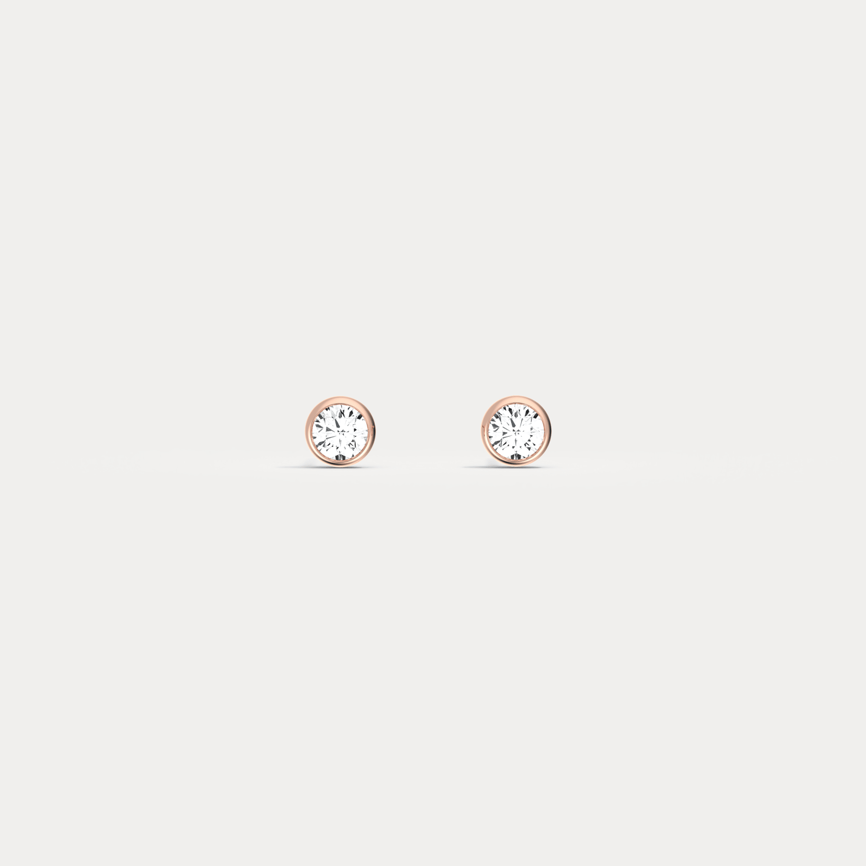 Round Brilliant Lab-Grown Diamond Bezel Studs in 14K Solid Gold / Platinum - Earrings