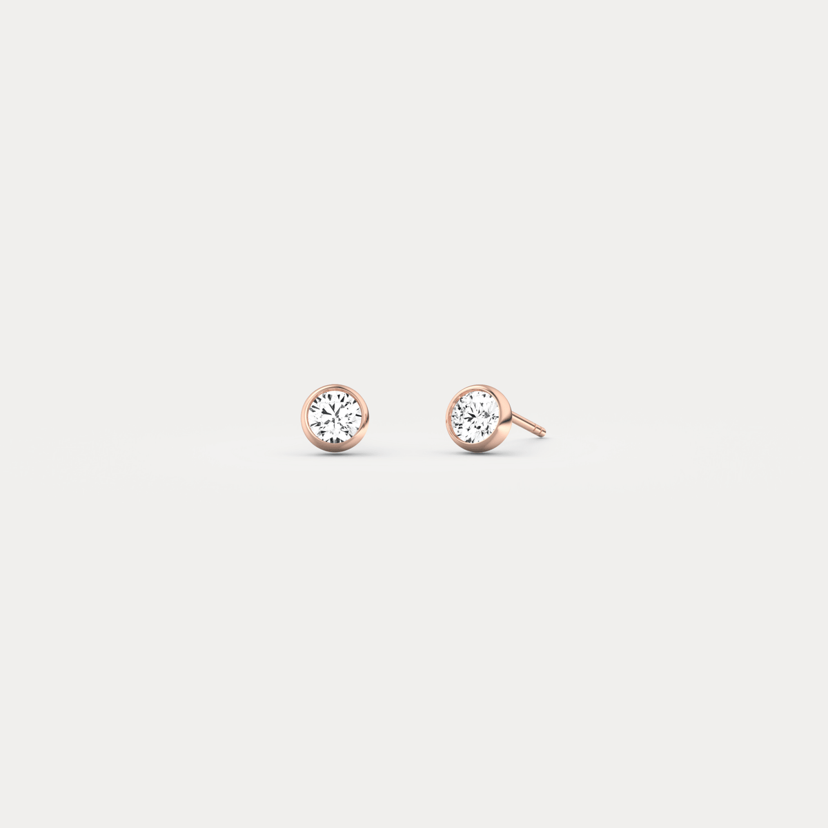 Round Brilliant Lab-Grown Diamond Bezel Studs in 14K Solid Gold / Platinum - Earrings