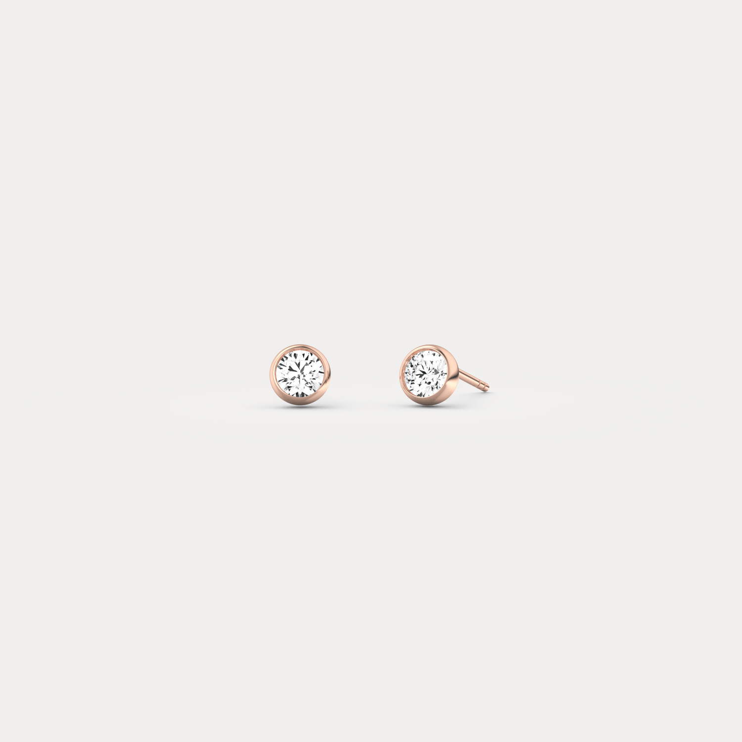Round Brilliant Lab-Grown Diamond Bezel Studs in 14K Solid Gold / Platinum - Earrings