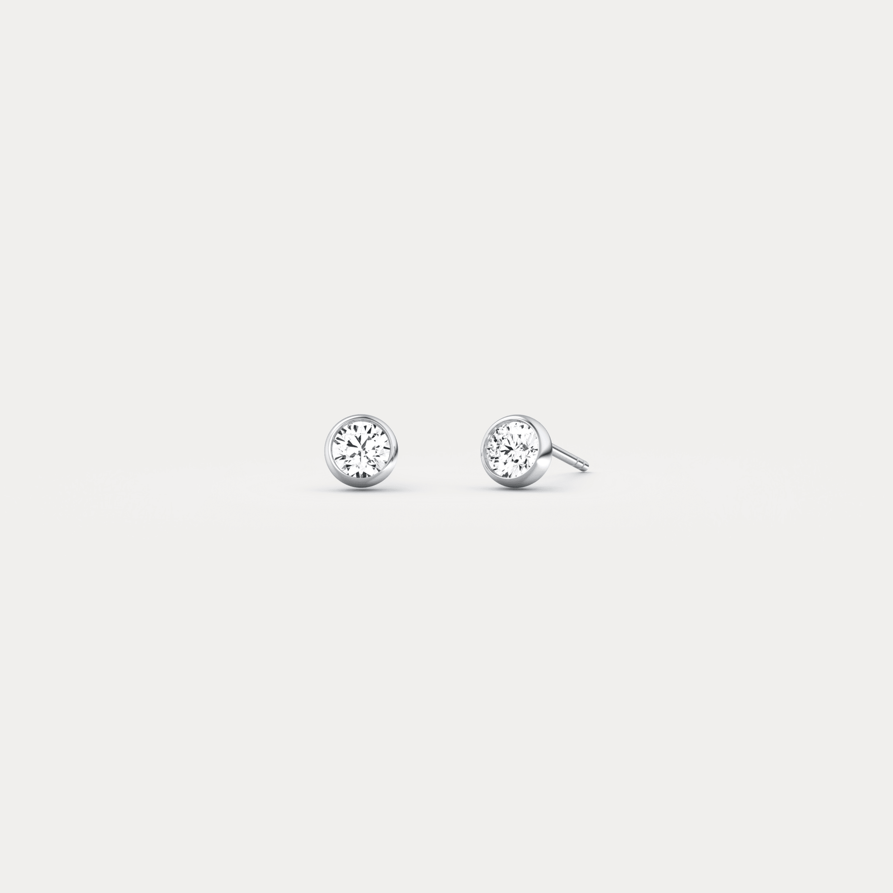 Round Brilliant Lab-Grown Diamond Bezel Studs in 14K Solid Gold / Platinum - Earrings