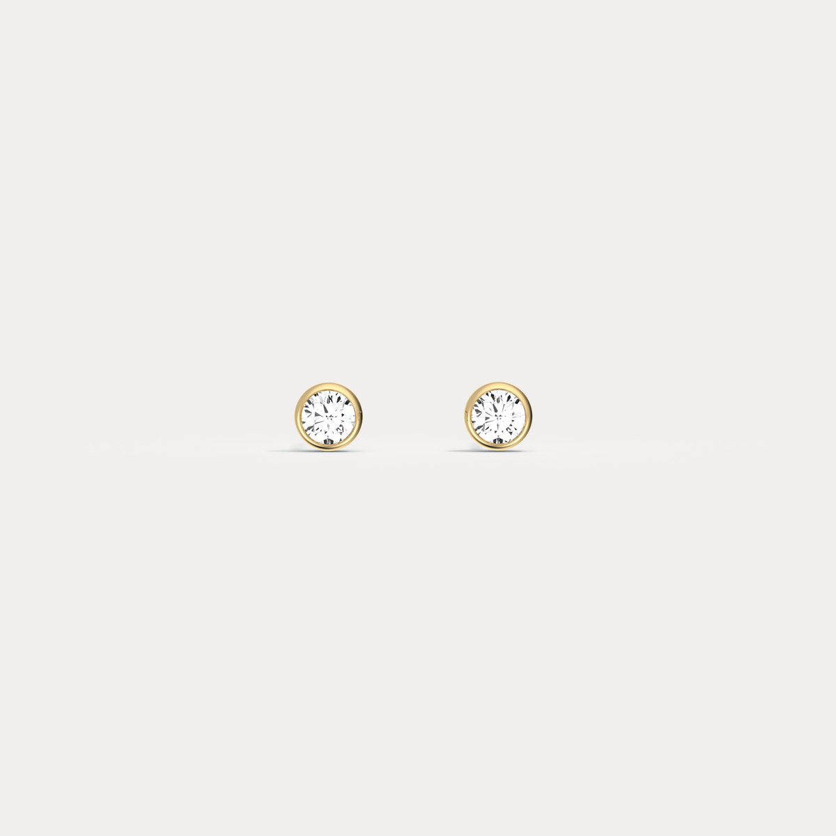 Round Brilliant Lab-Grown Diamond Bezel Studs in 14K Solid Gold / Platinum - Earrings