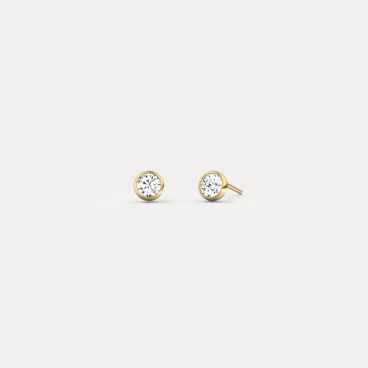 Round Brilliant Lab-Grown Diamond Bezel Studs in 14K Solid Gold / Platinum - Earrings