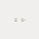 Round Brilliant Lab-Grown Diamond Bezel Studs in 14K Solid Gold / Platinum - Earrings