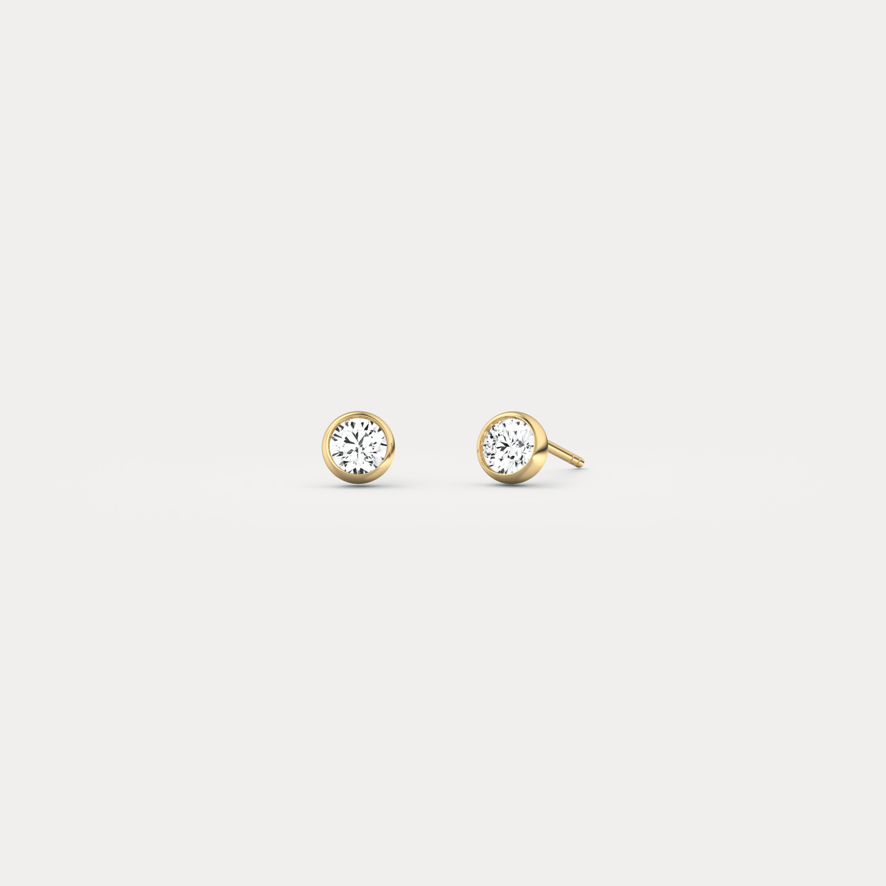Round Brilliant Lab-Grown Diamond Bezel Studs in 14K Solid Gold / Platinum - Earrings