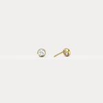 Round Brilliant Lab-Grown Diamond Bezel Studs in 14K Solid Gold / Platinum - Earrings