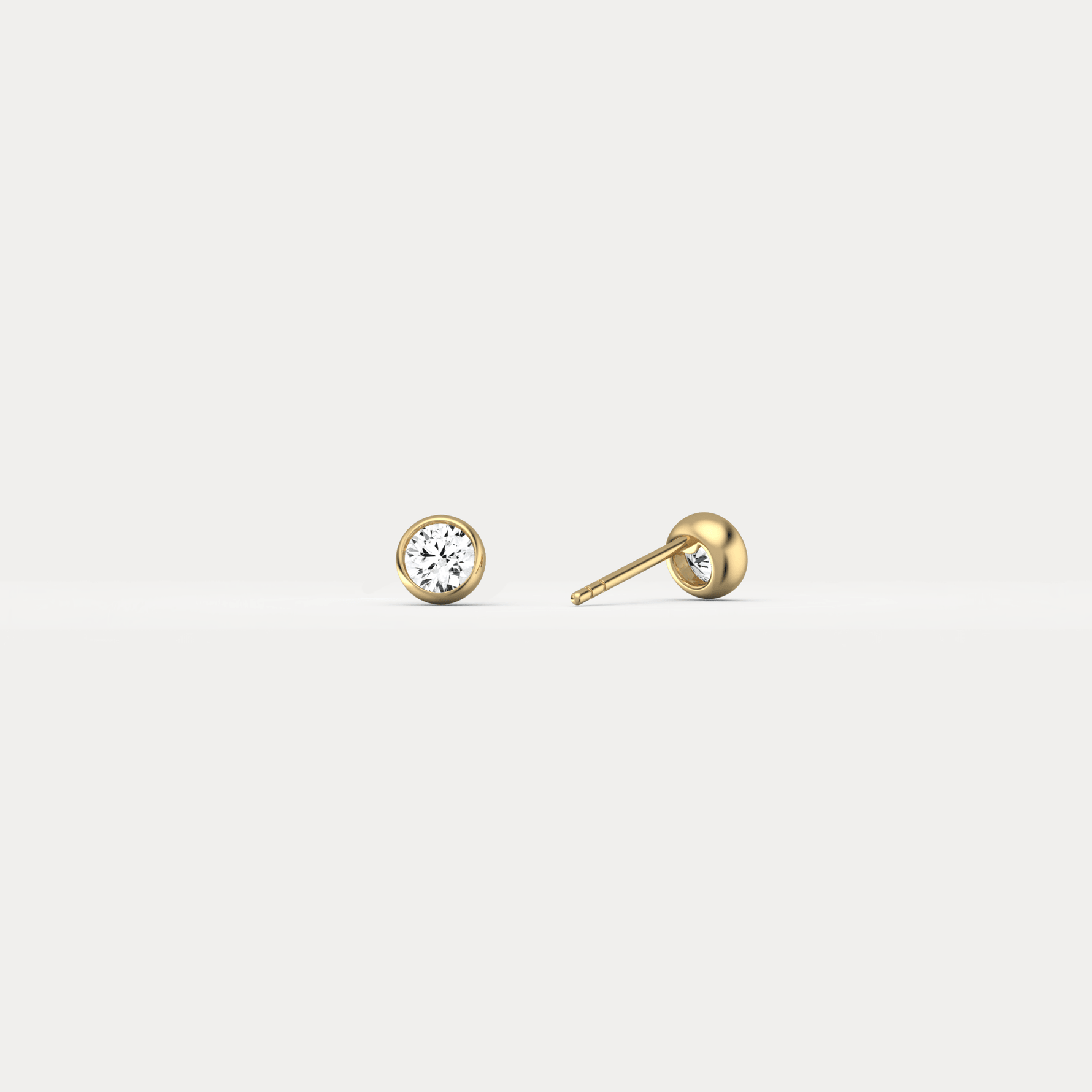 Round Brilliant Lab-Grown Diamond Bezel Studs in 14K Solid Gold / Platinum - Earrings