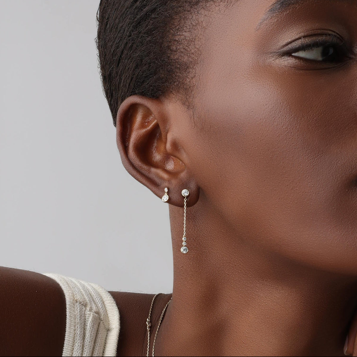 14K Solid Gold Dazzling Drop Earring With Lab Diamond - 