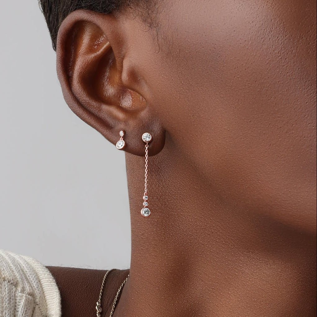 14K Solid Gold Dazzling Drop Earring With Lab Diamond - 