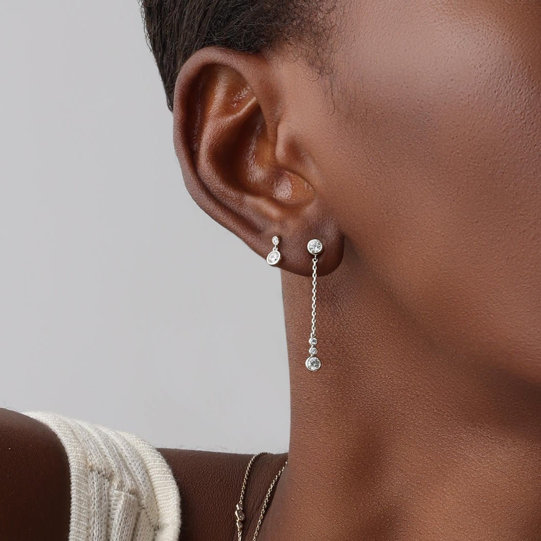 14K Solid Gold Dazzling Drop Earring With Lab Diamond - 