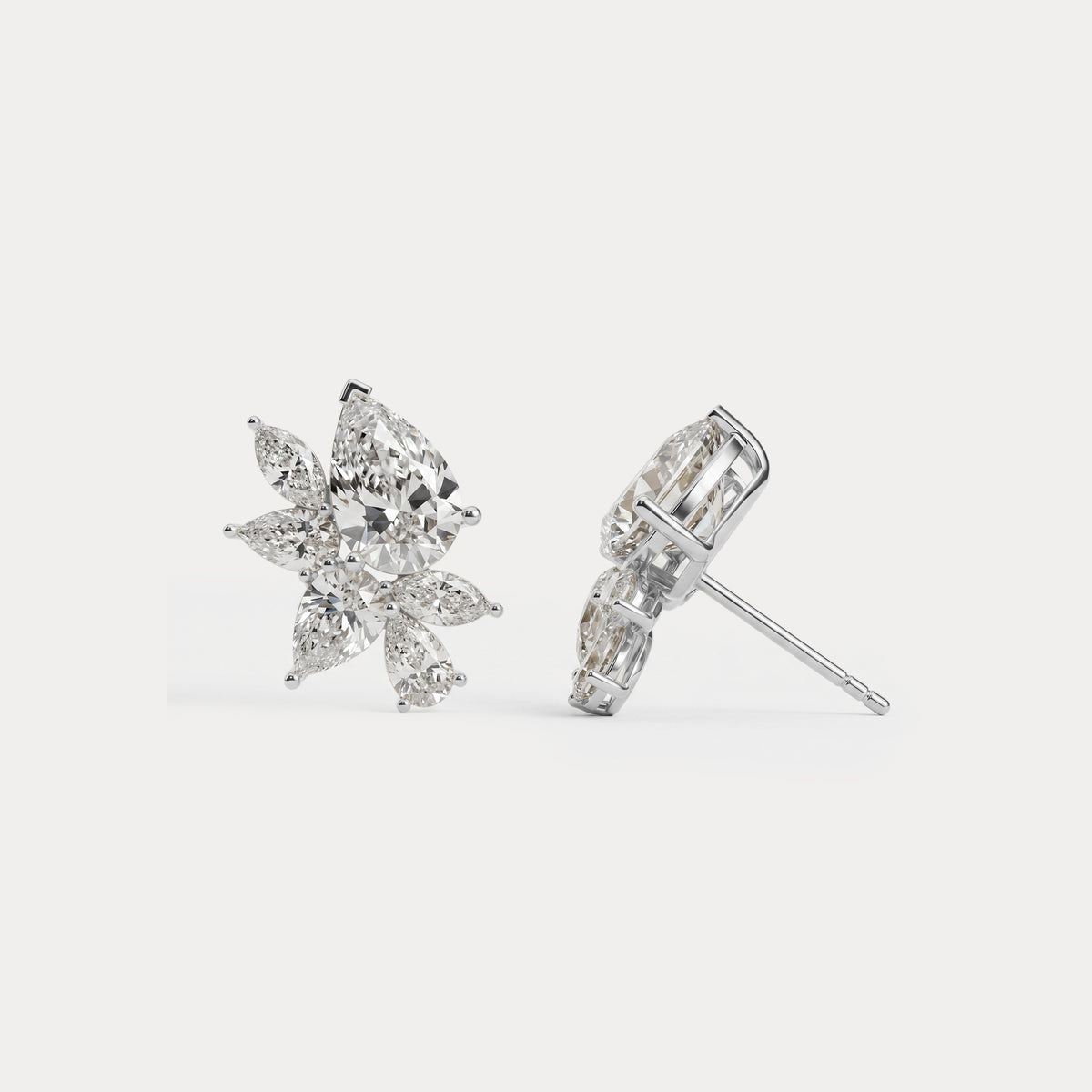 4.86 CTW Botanical Pear Lab-Grown Diamond Stud Earrings - Earrings