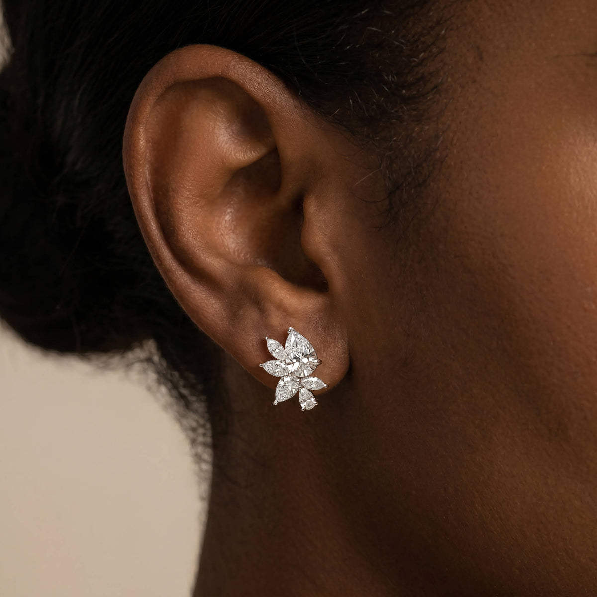 4.86 CTW Botanical Pear Lab-Grown Diamond Stud Earrings - Earrings