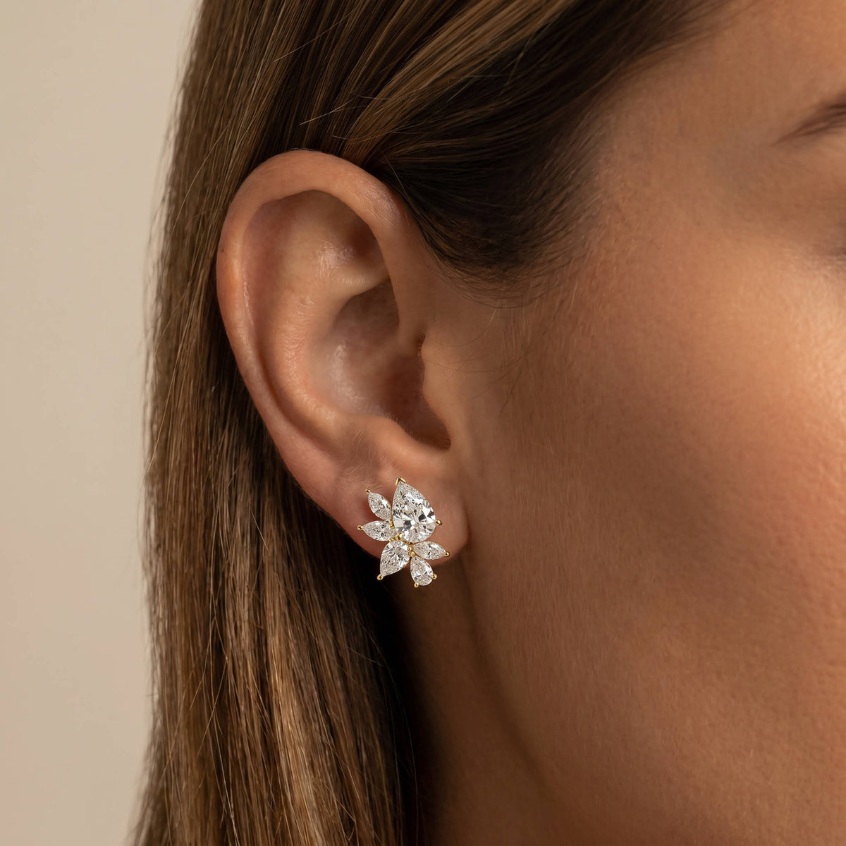 4.86 CTW Botanical Pear Lab-Grown Diamond Stud Earrings - Earrings
