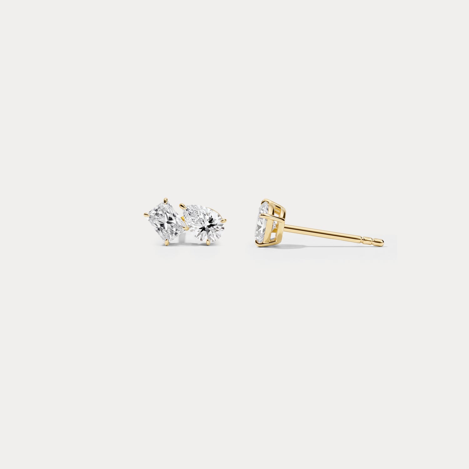1.0CTW Radiant & Pear Lab Diamond Toi et Moi Stud Earrings - Earrings