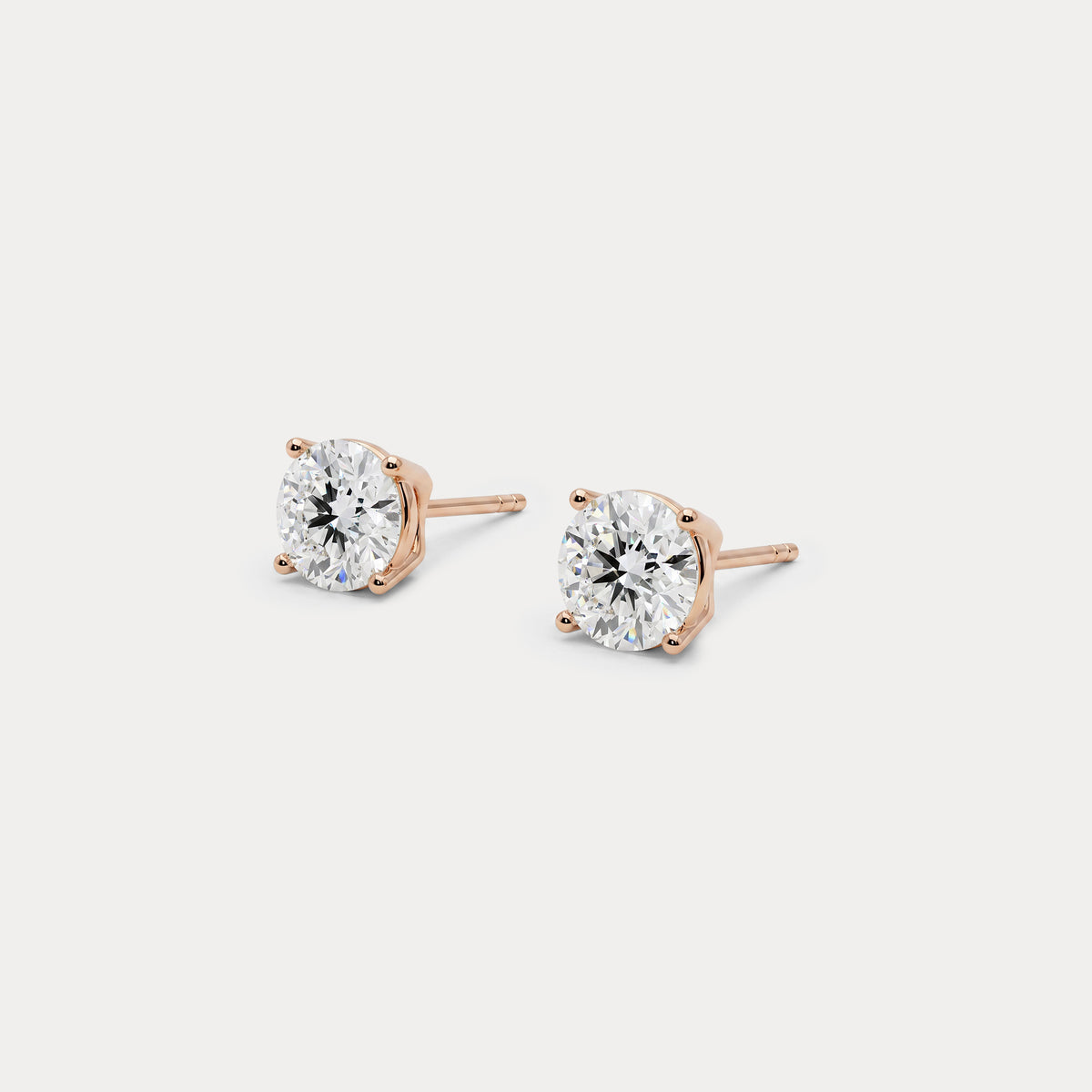 Round Lab-Grown Diamond Solitaire Stud Earrings - Earrings