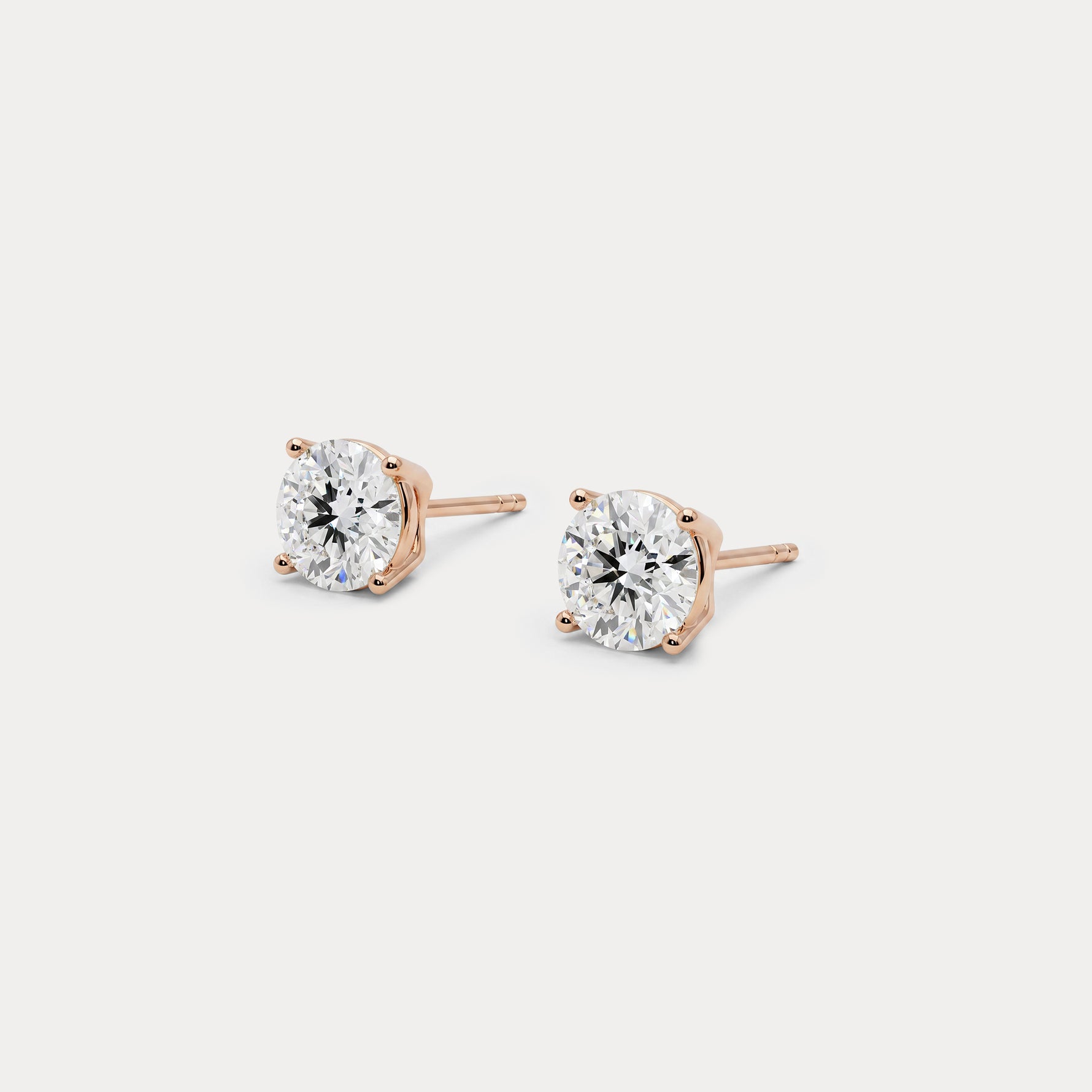 Round Lab-Grown Diamond Solitaire Stud Earrings - Earrings