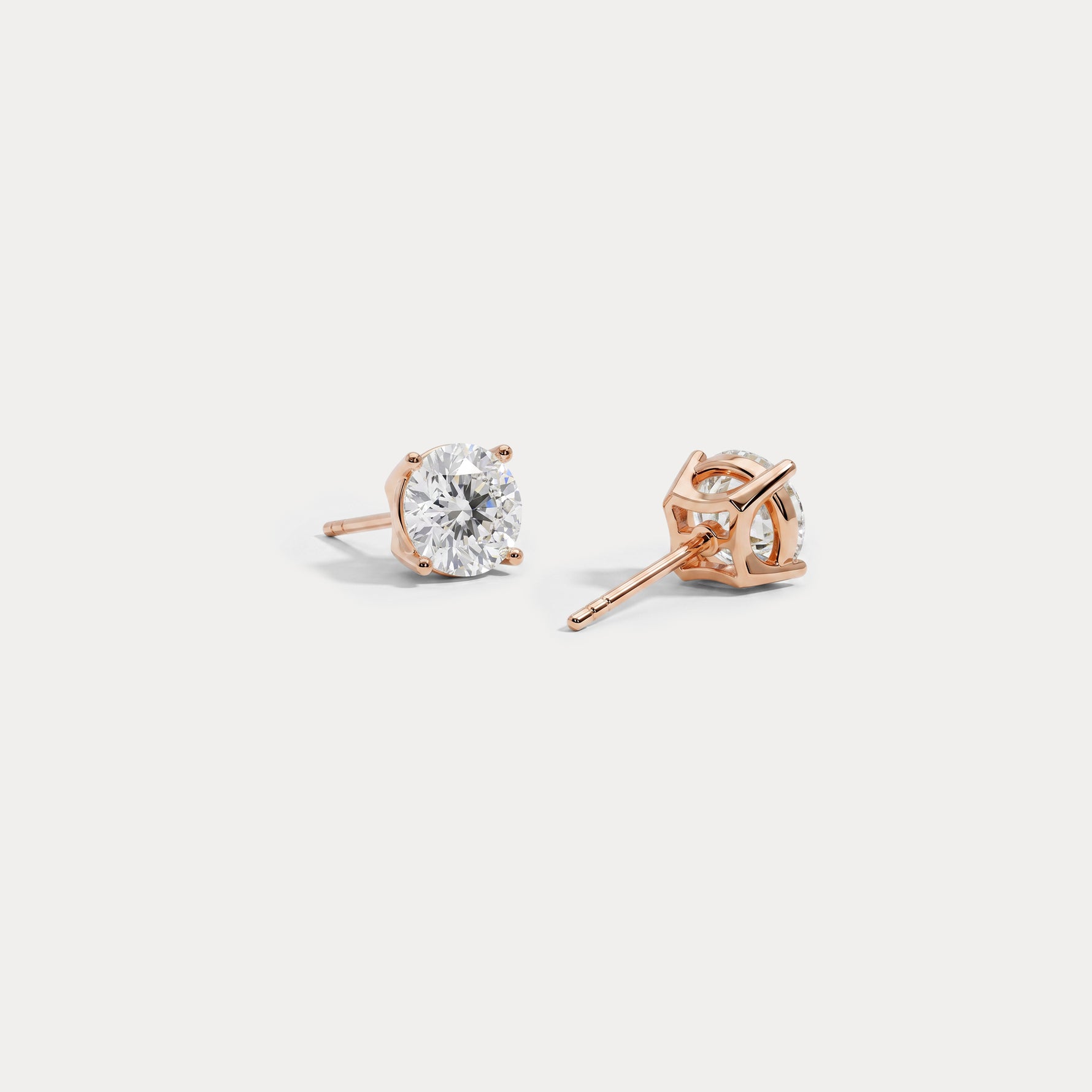 Round Lab-Grown Diamond Solitaire Stud Earrings - Earrings
