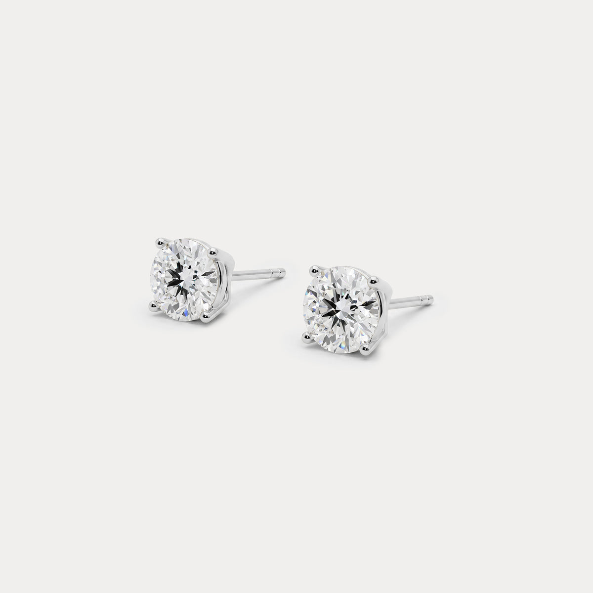 Round Lab-Grown Diamond Solitaire Stud Earrings - Earrings