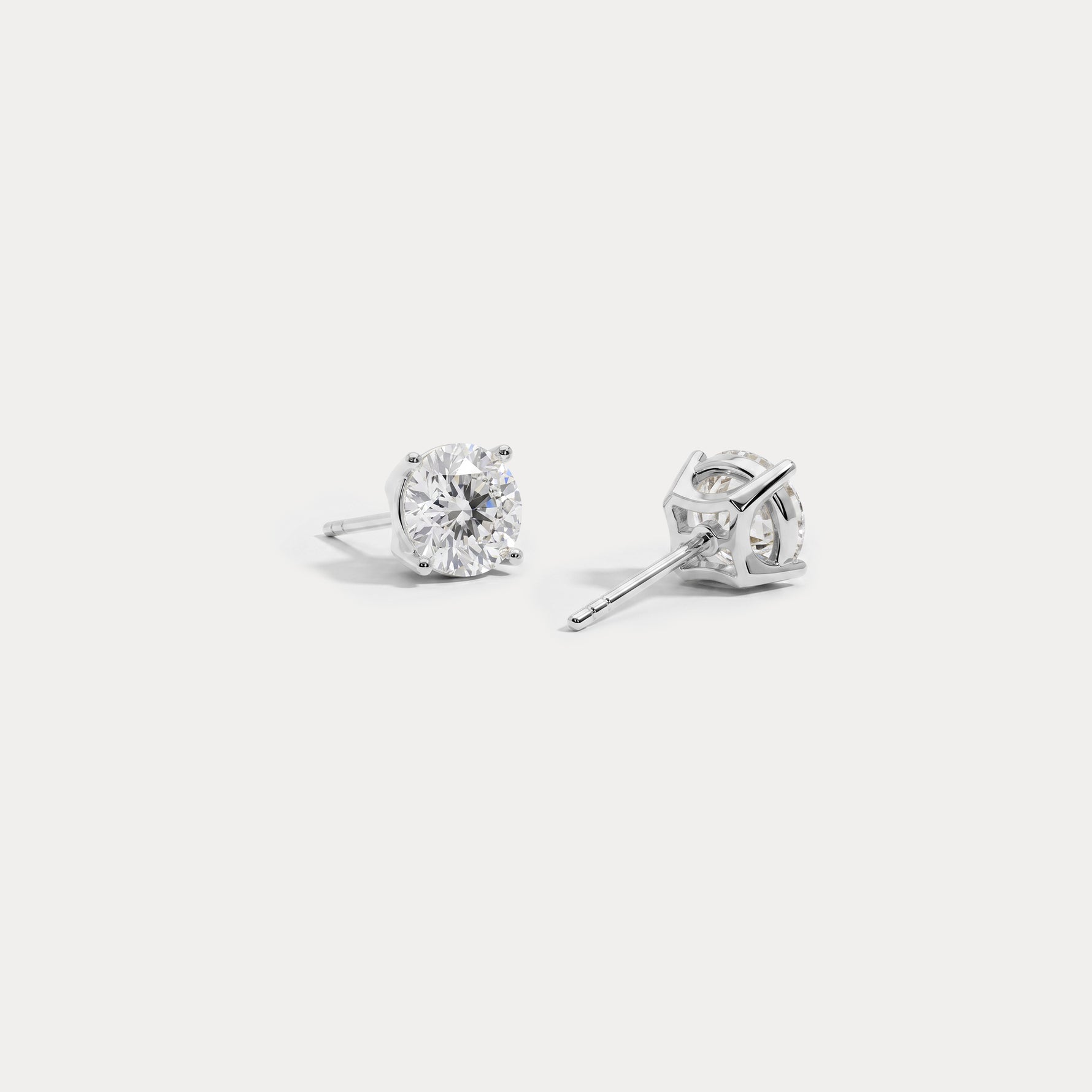 Round Lab-Grown Diamond Solitaire Stud Earrings - Earrings