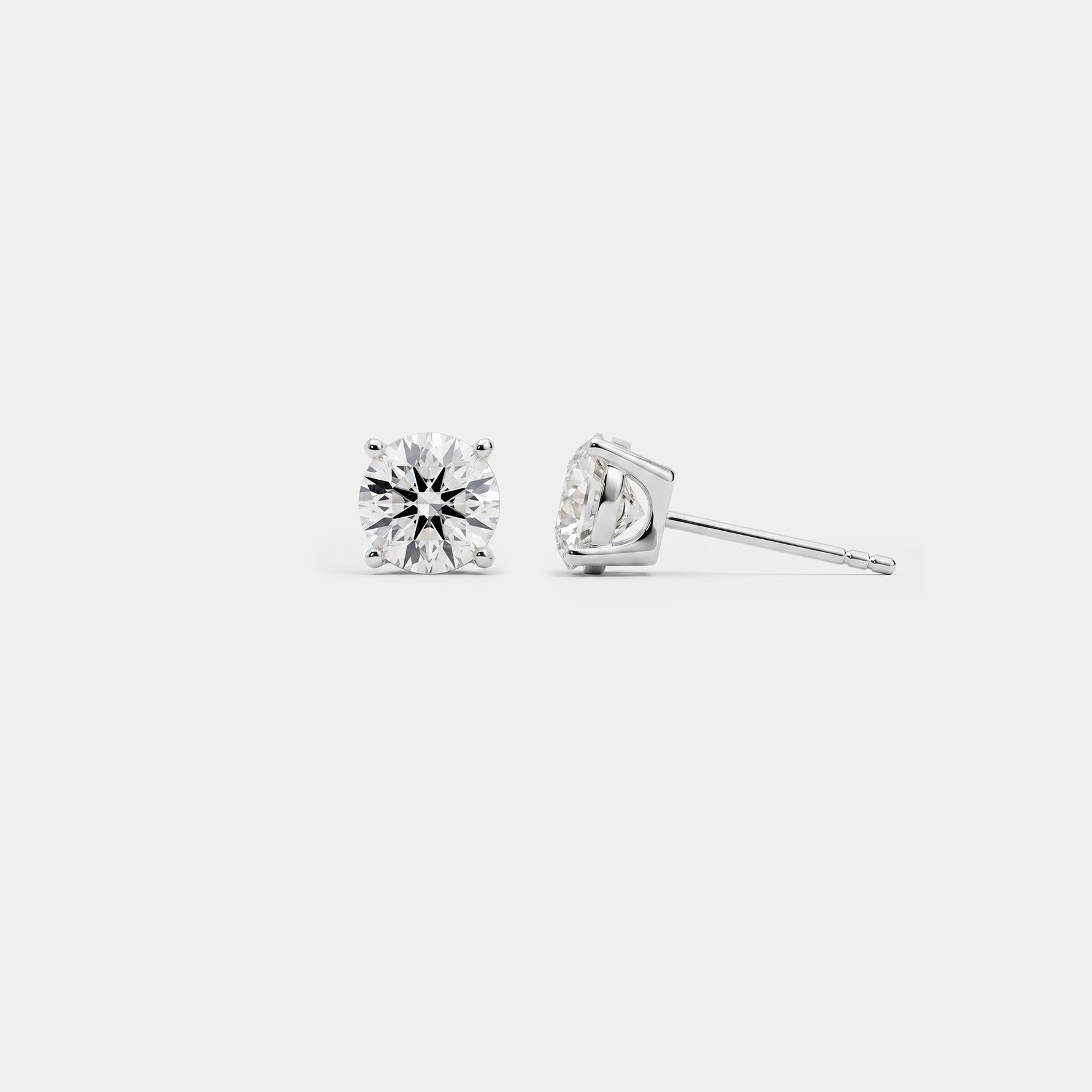 Round Lab-Grown Diamond Solitaire Stud Earrings - Earrings
