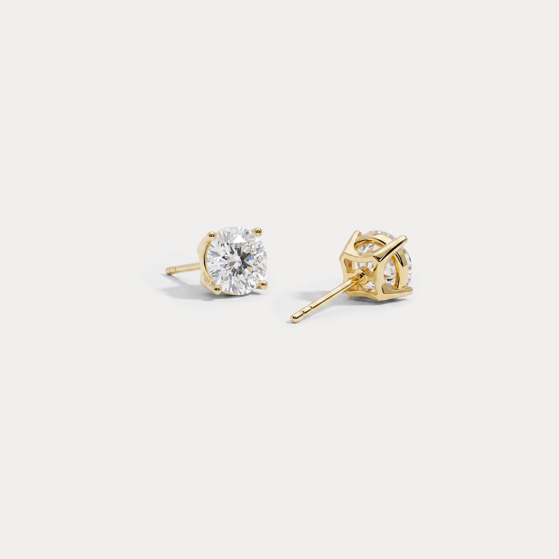 Round Lab-Grown Diamond Solitaire Stud Earrings - Earrings