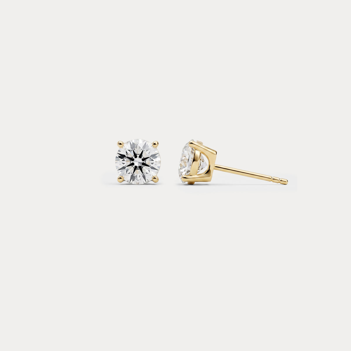Round Lab-Grown Diamond Solitaire Stud Earrings - Earrings