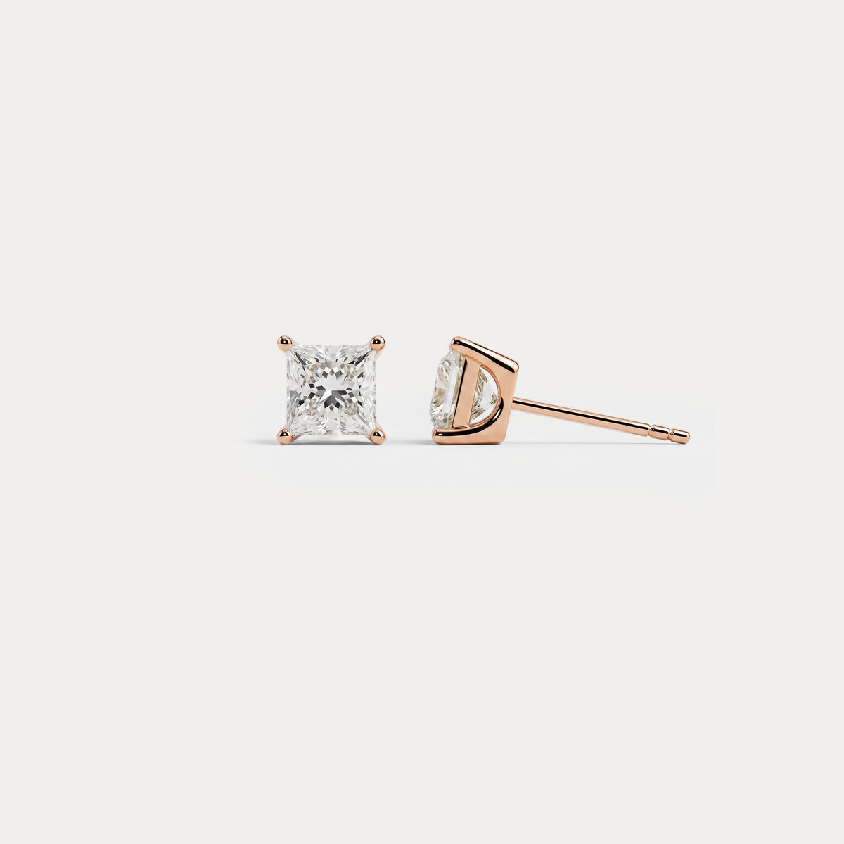 Princess Lab-Grown Diamond Solitaire Stud Earrings - Earrings