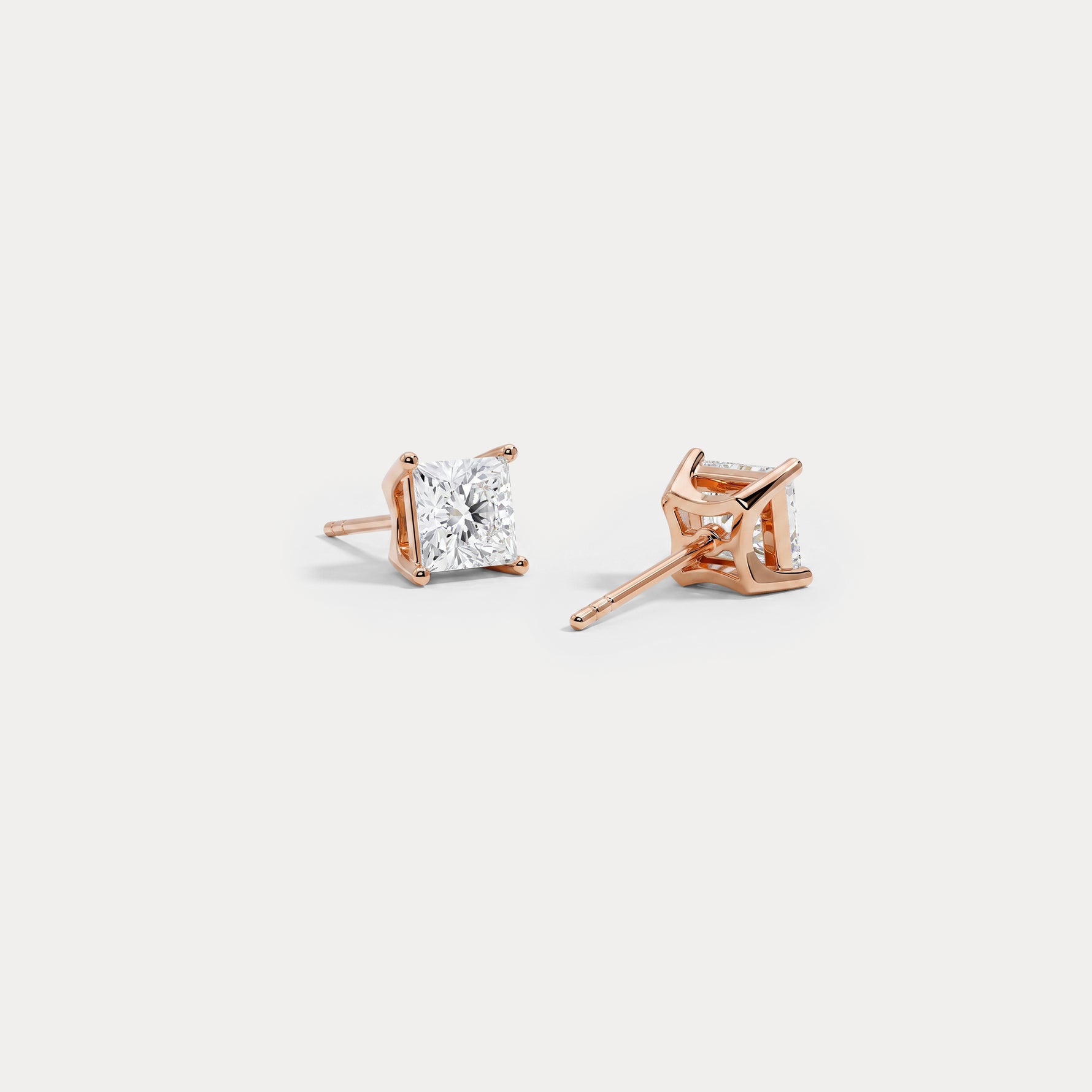 Princess Lab-Grown Diamond Solitaire Stud Earrings - Earrings