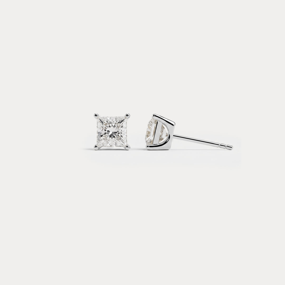Princess Lab-Grown Diamond Solitaire Stud Earrings - Earrings