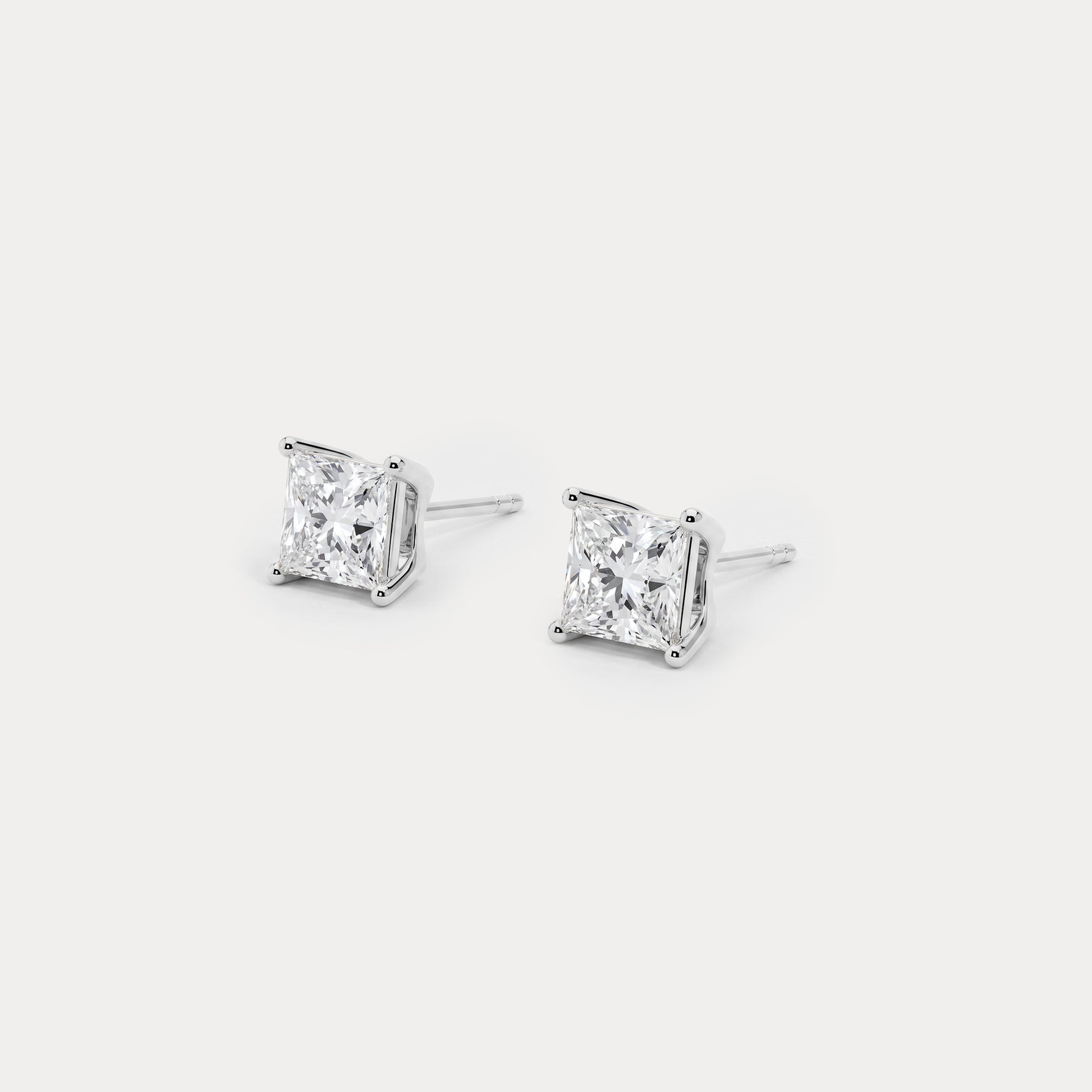 Princess Lab-Grown Diamond Solitaire Stud Earrings - Earrings