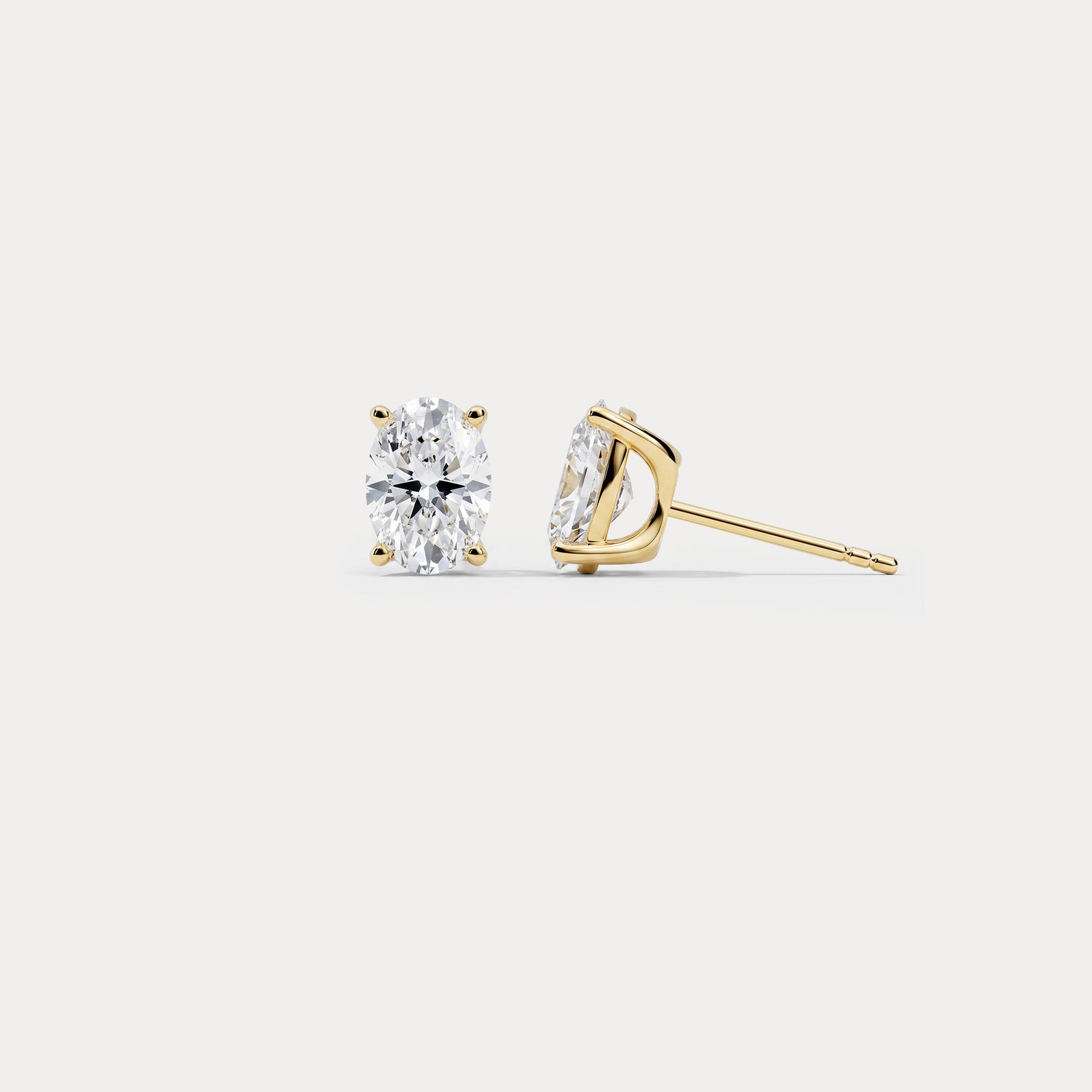 Oval Lab-Grown Diamond Solitaire Stud Earrings - Earrings