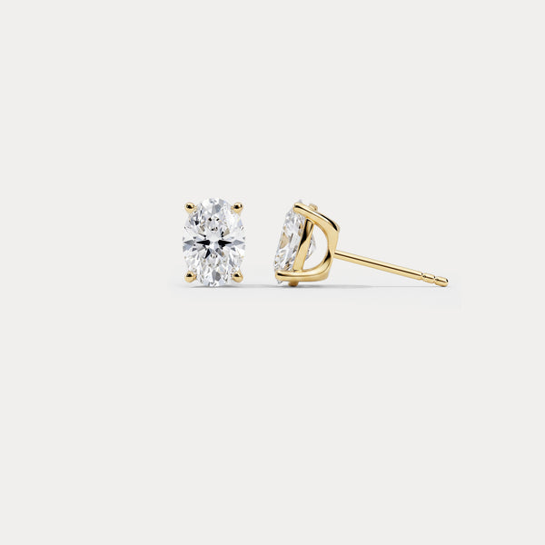 Oval Lab-Grown Diamond Solitaire Stud Earrings - Earrings