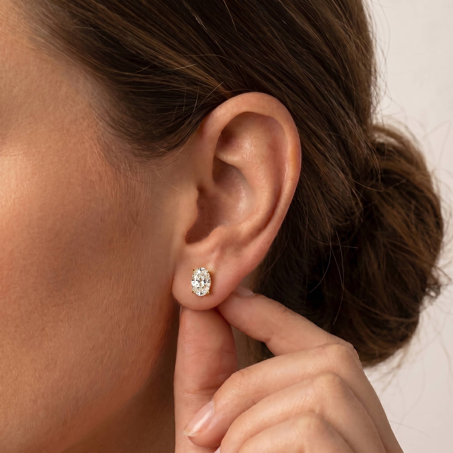 Oval Lab-Grown Diamond Solitaire Stud Earrings - Earrings