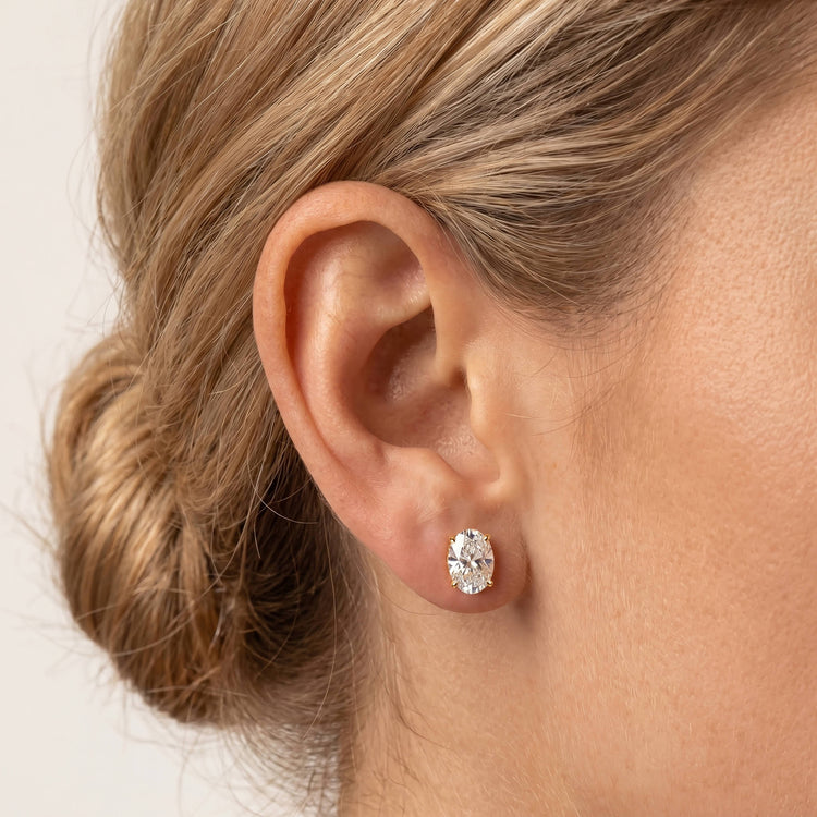 Oval Lab-Grown Diamond Solitaire Stud Earrings - Earrings