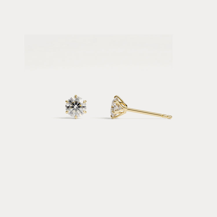Classic Lab-Grown Diamond Six-Prong Tulip Stud Earrings - Earrings