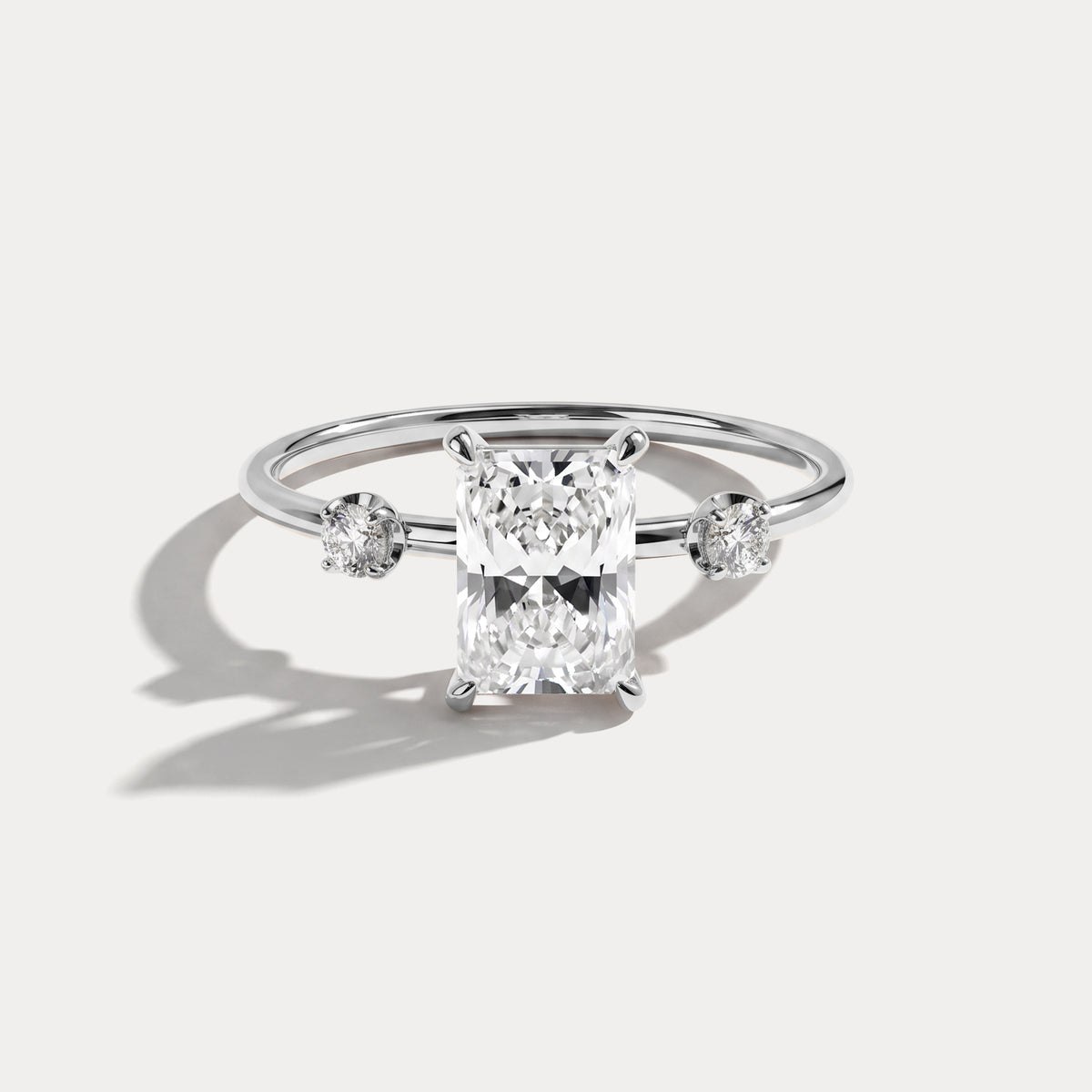 Liora丨1CT Radiant Cut Lab Grown Diamond Three Stones Engagment Ring - Rings