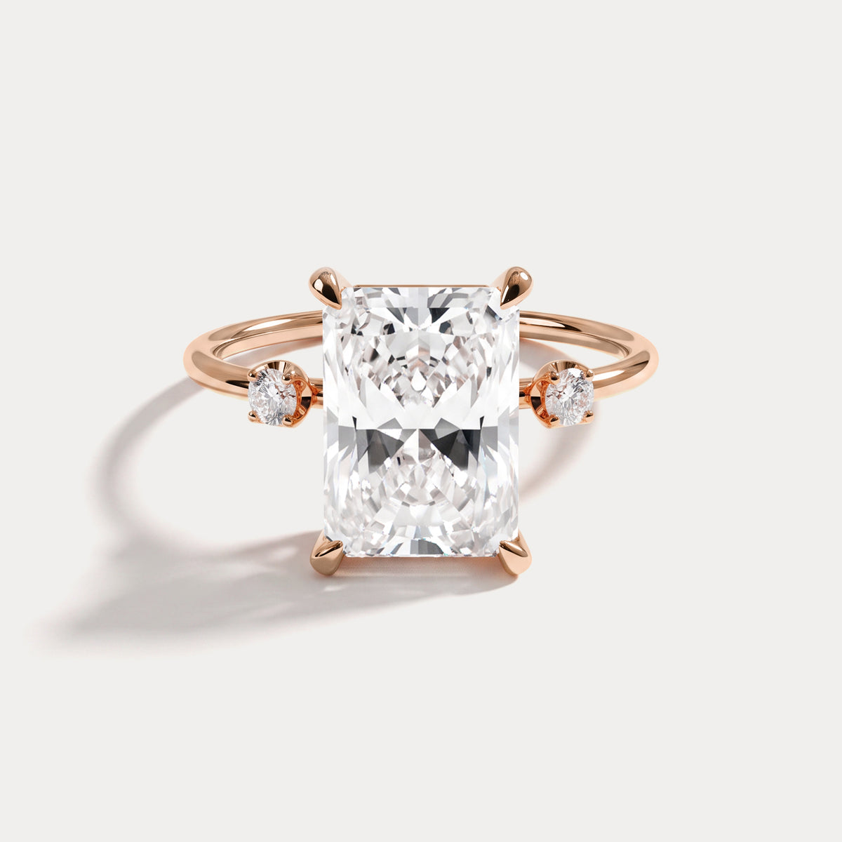 Liora丨3CT Radiant Cut Lab Grown Diamond Three Stones Engagment Ring - Rings