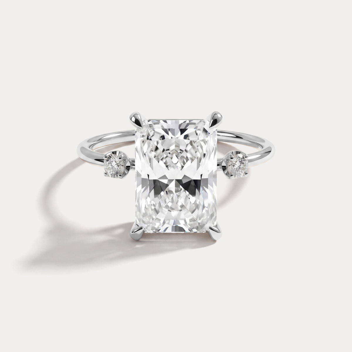 Liora丨3CT Radiant Cut Lab Grown Diamond Three Stones Engagment Ring - Rings