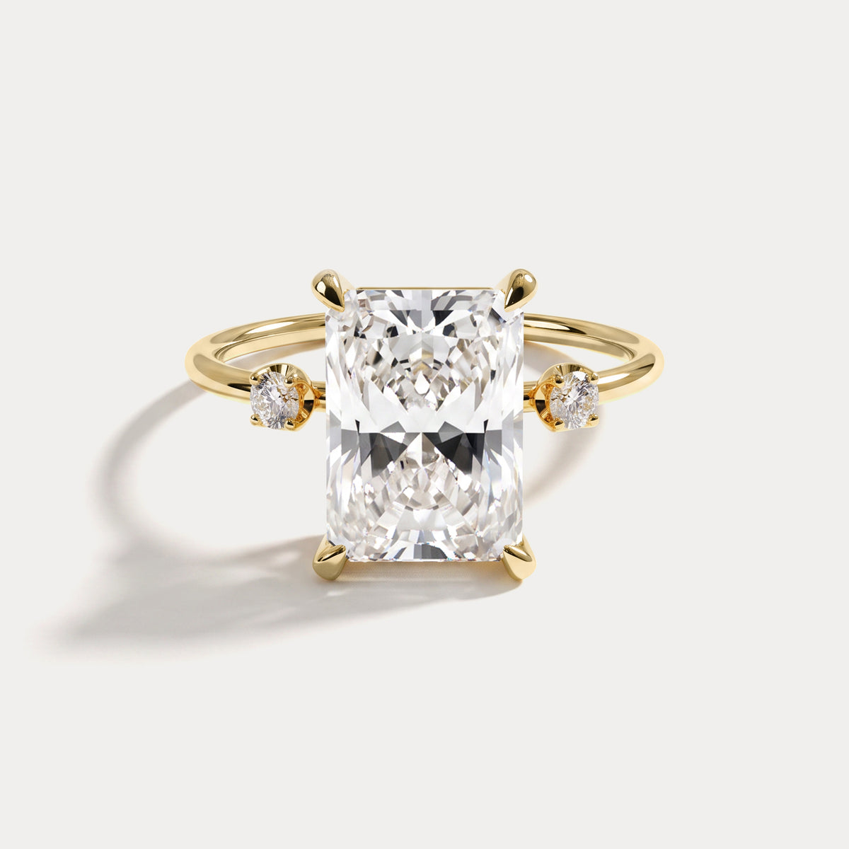Liora丨3CT Radiant Cut Lab Grown Diamond Three Stones Engagment Ring - Rings