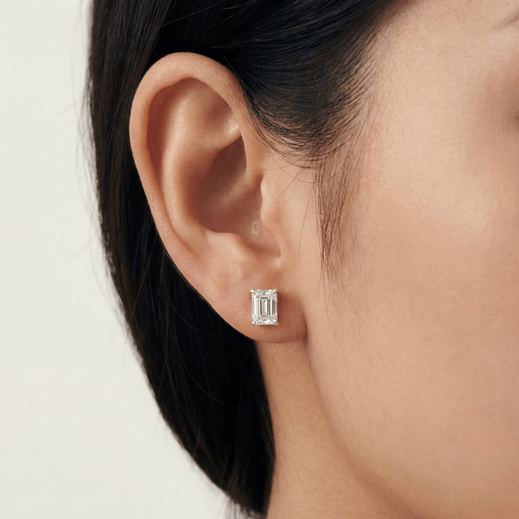 4CTW Claw Prong Emerald Lab Grown Diamond IGI Stud Earring - Earrings