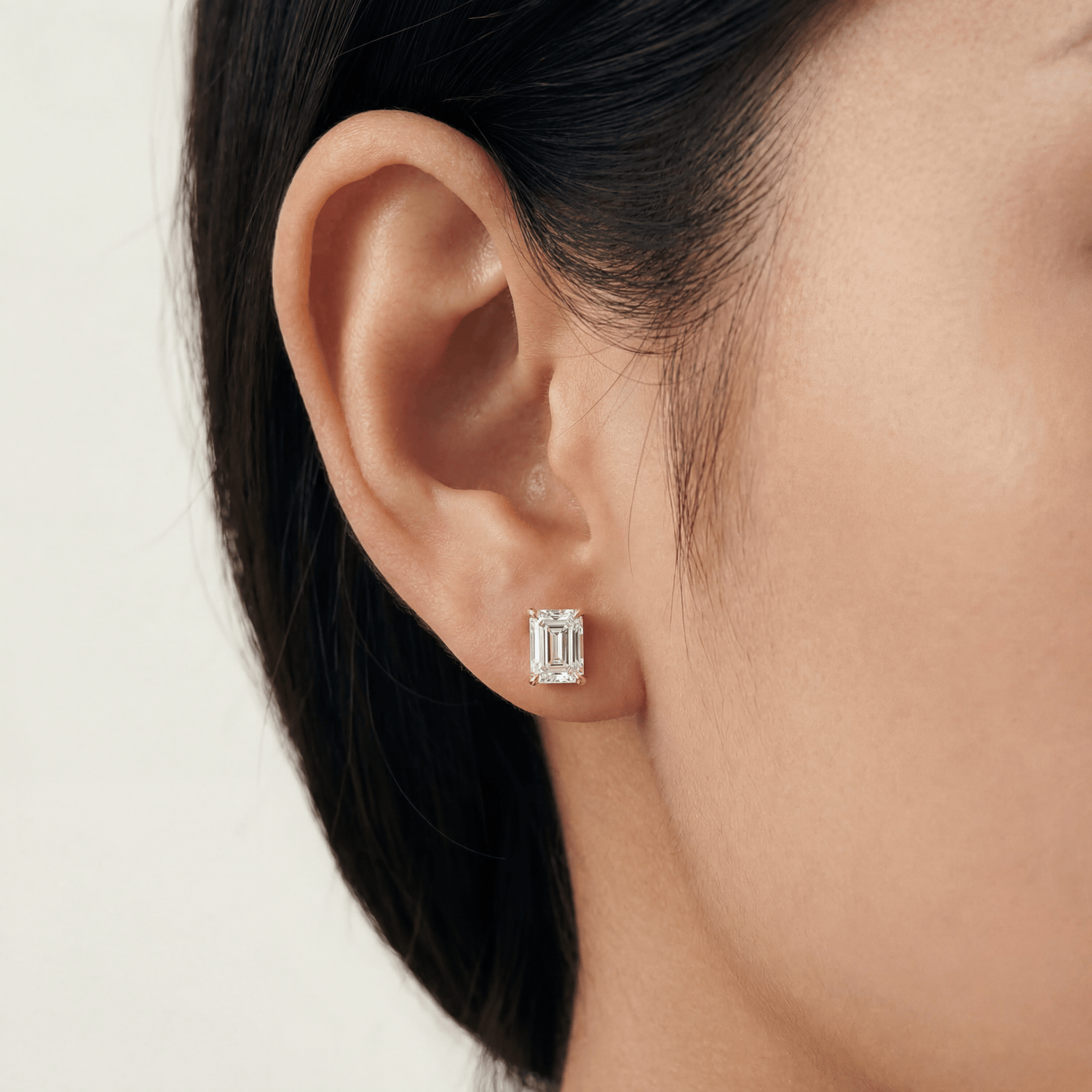 4CTW Claw Prong Emerald Lab Grown Diamond IGI Stud Earring - Earrings