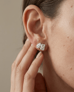 12CTW Lab Diamond Toi Et Moi Stud Earring In 14K Solid Gold/Platinum - Earrings