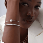 6.18CTW VVS Lab Grown Diamond Full Eternity 7.5 Inches Flexible Bangle - Bracelets