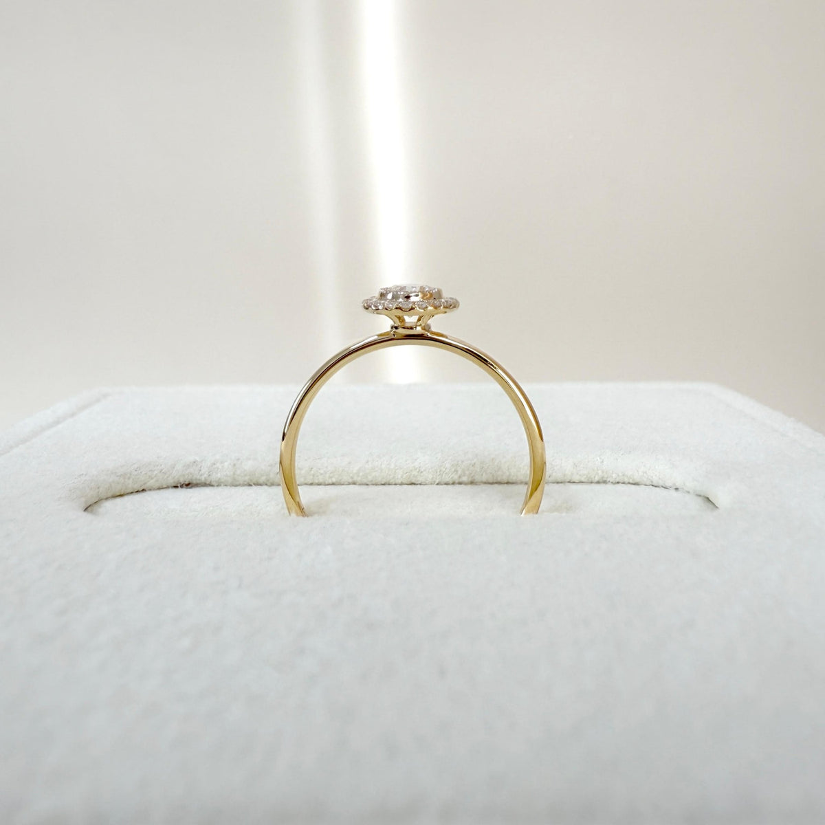 Round Lab Grown Diamond Halo Promise Ring In 14K Solid Gold/Platinum - Rings