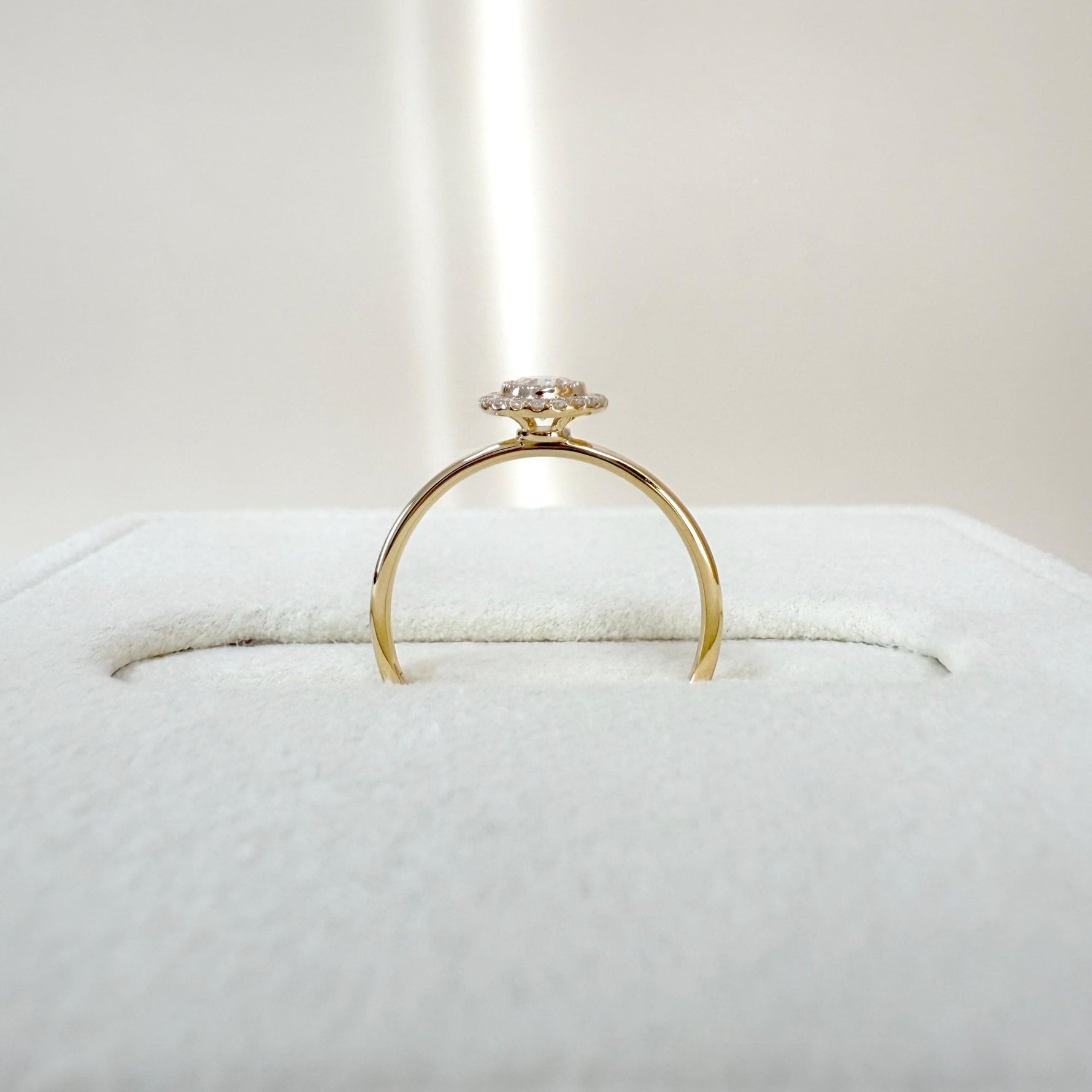 Round Lab Grown Diamond Halo Promise Ring In 14K Solid Gold/Platinum - Rings