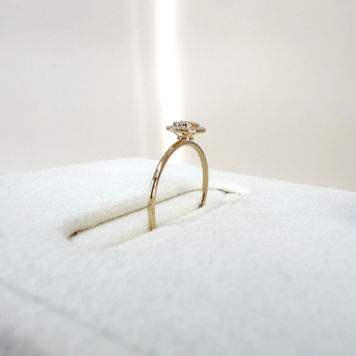 Round Lab Grown Diamond Halo Promise Ring In 14K Solid Gold/Platinum - Rings